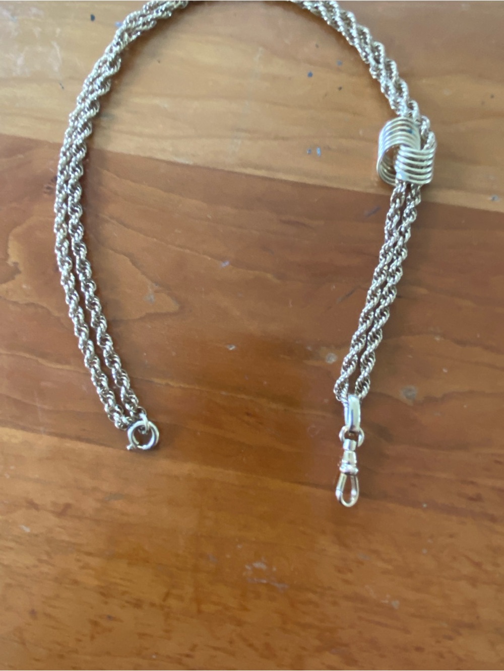 Vintage Gold-Filled Rope Chain with Slide and Dog Clip